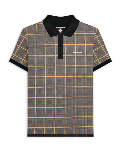 Lambretta POW Check Polo Shirt Steel Grey