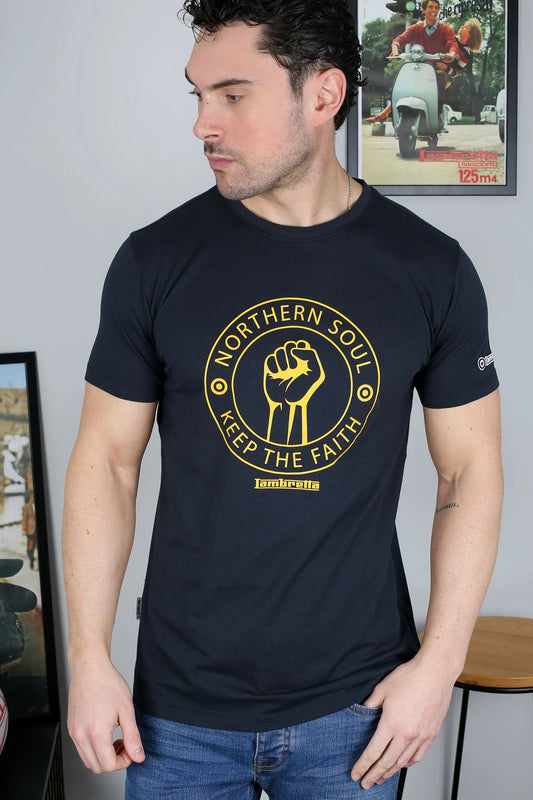 Lambretta Northern Soul T-Shirt Navy/Gold