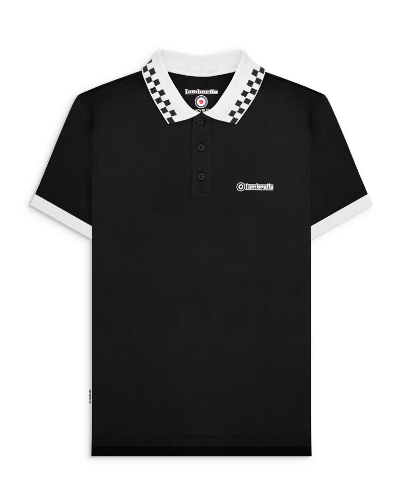 Lambretta Checker Collar Polo Shirt Black