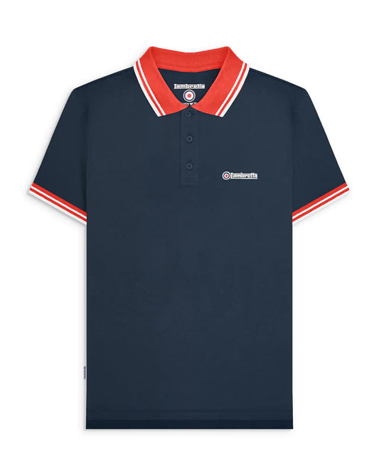 Lambretta Contrast Tipped Polo Shirt Navy/Red
