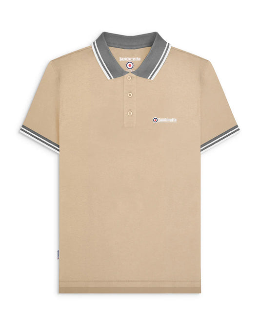 Lambretta Contrast Tipped Polo Shirt Stone/Iron