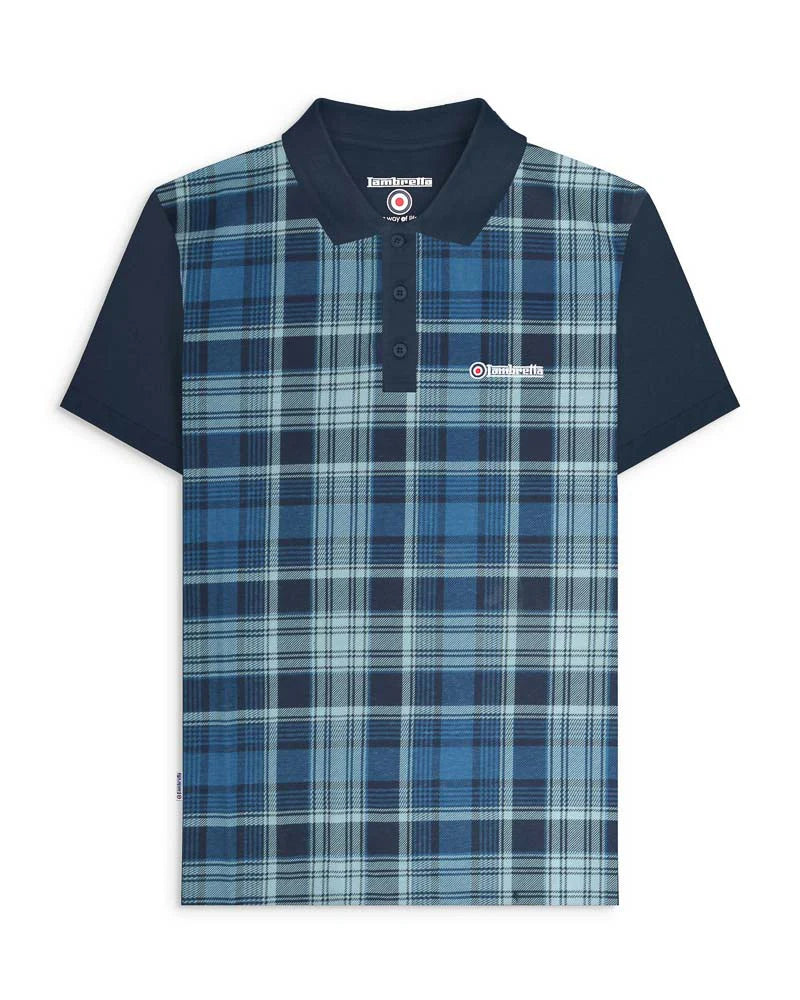 Lambretta Check Print Polo Shirt Navy
