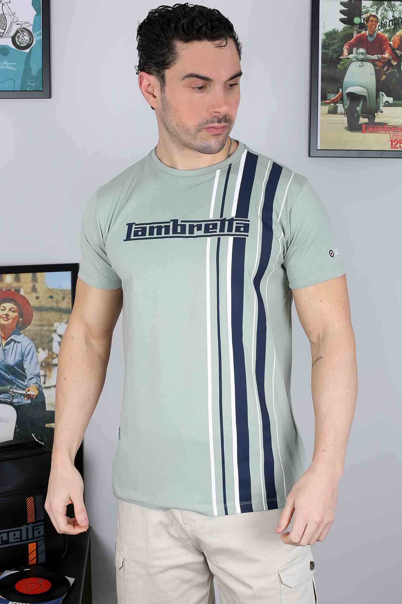 Lambretta Racing Stripe T-Shirt Iceberg Green