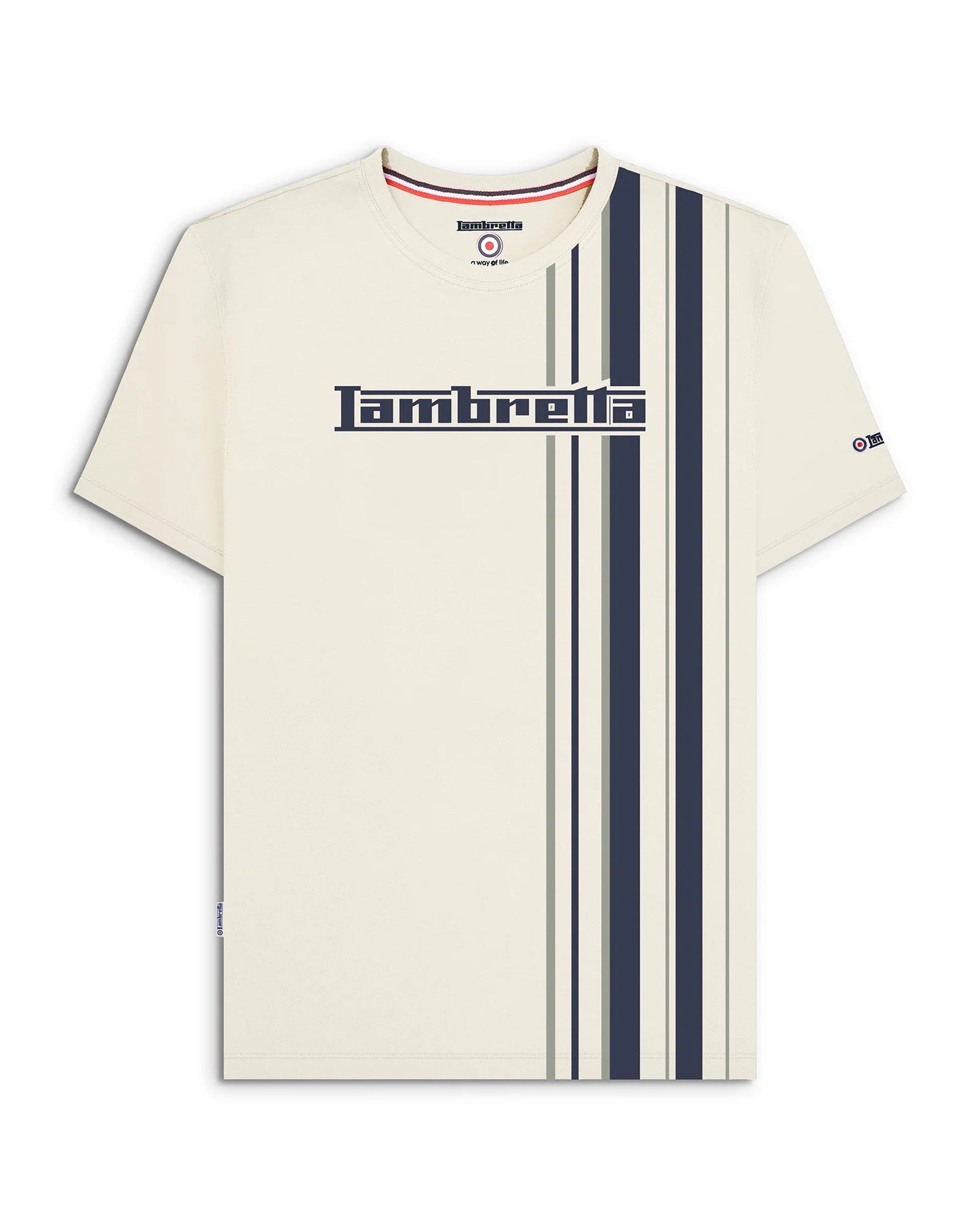 Lambretta Racing Stripe T-Shirt Silver/Navy