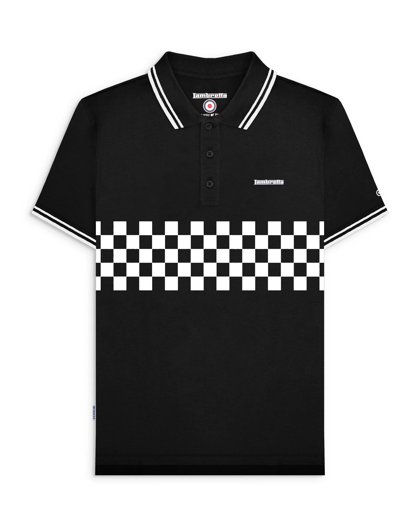 Lambretta Two Tone Tipped Polo Shirt Black/White