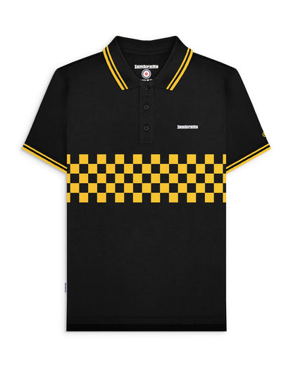 Lambretta Two Tone Tipped Polo Shirt Black/Gold