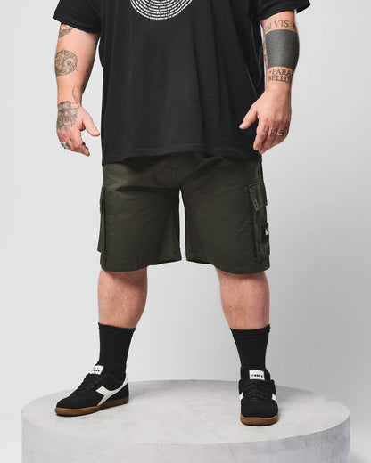 Weekend Offender Plus Size Mascia Cargo Shorts Black Forest Green