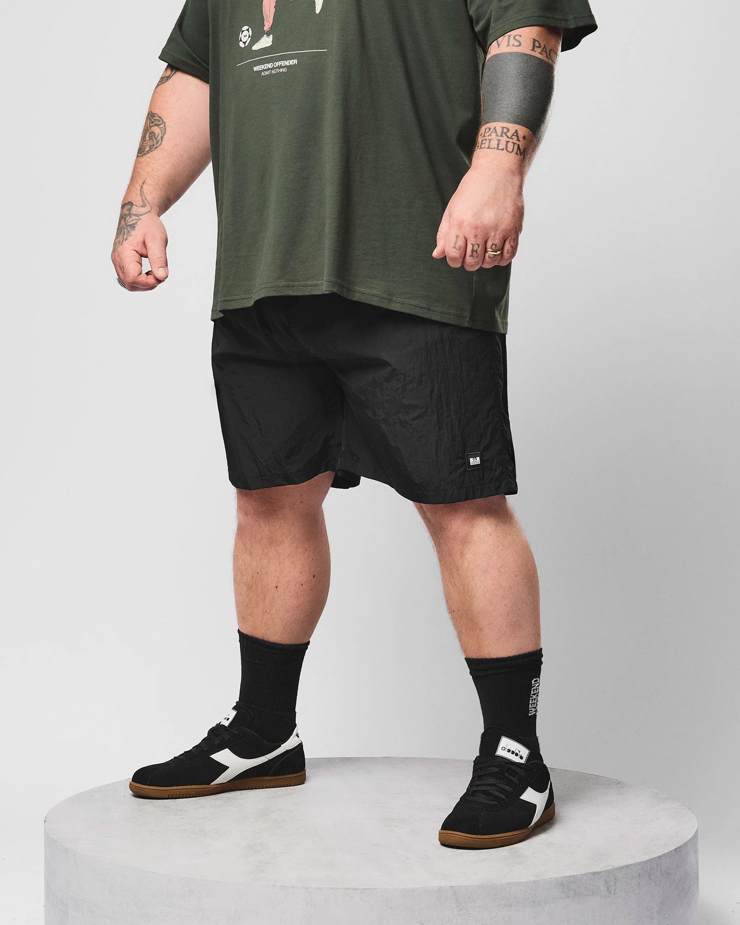 Weekend Offender Plus Size Stacks Swim Shorts Black