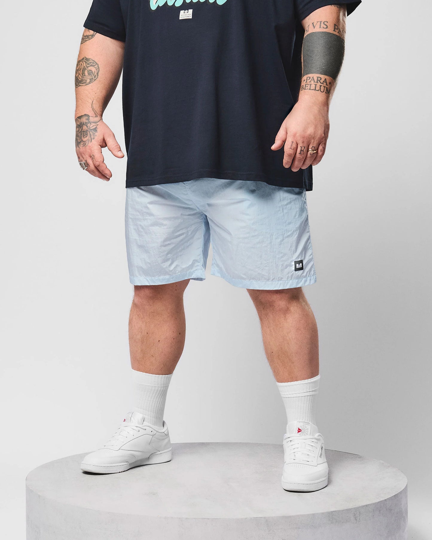 Weekend Offender Plus Size Stacks Swim Shorts Sky