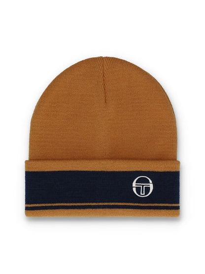 Sergio Tacchini Sellarz Jacquard Striped Turn Up Beanie Pumpkin Spice/Maritime Blue/Gardenia