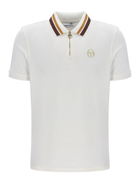 Sergio Tacchini Mahony Velour 1/4 Zip Polo Shirt Gardenia/Gold