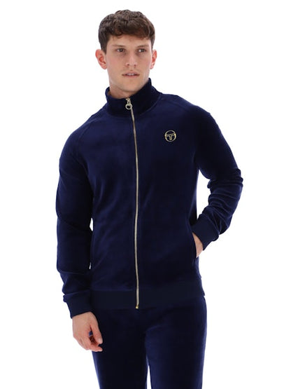 Sergio Tacchini Court Velour Track Top Maritime Blue/Gardenia