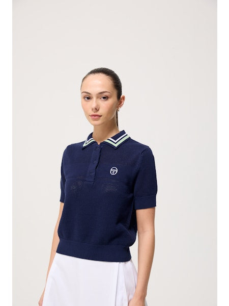 Sergio Tacchini Ladies Sienna Knit Polo Shirt Maritime Blue