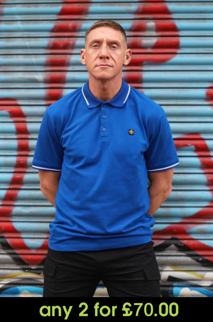 Terrace Cult Premium Pique Polo Royal Blue/White