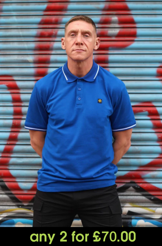 Terrace Cult Premium Pique Polo Royal Blue/White