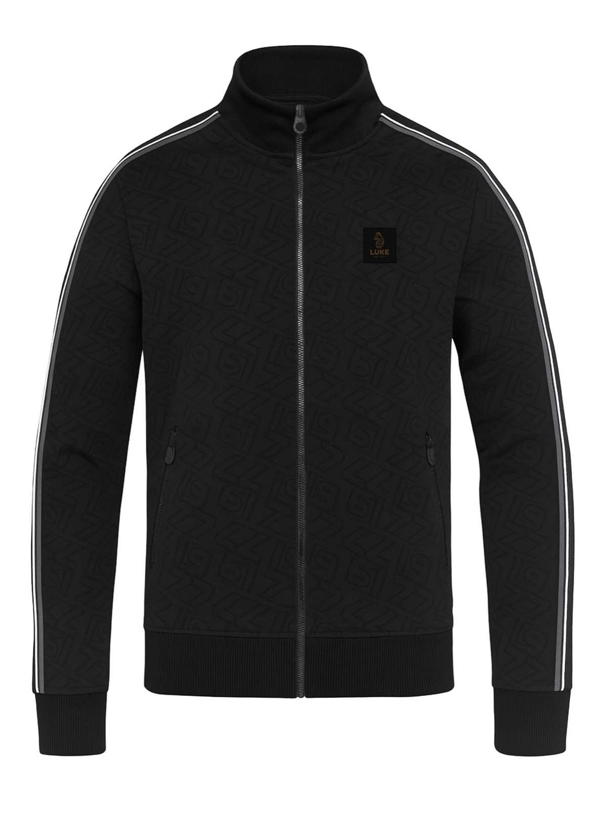 Luke 1977 Conti Overprint Zip Funnel Jacket Black