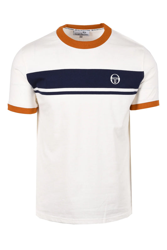Sergio Tacchini Master Crew Neck T-Shirt Gardenia/Maritime Blue/Pumpkin Spice
