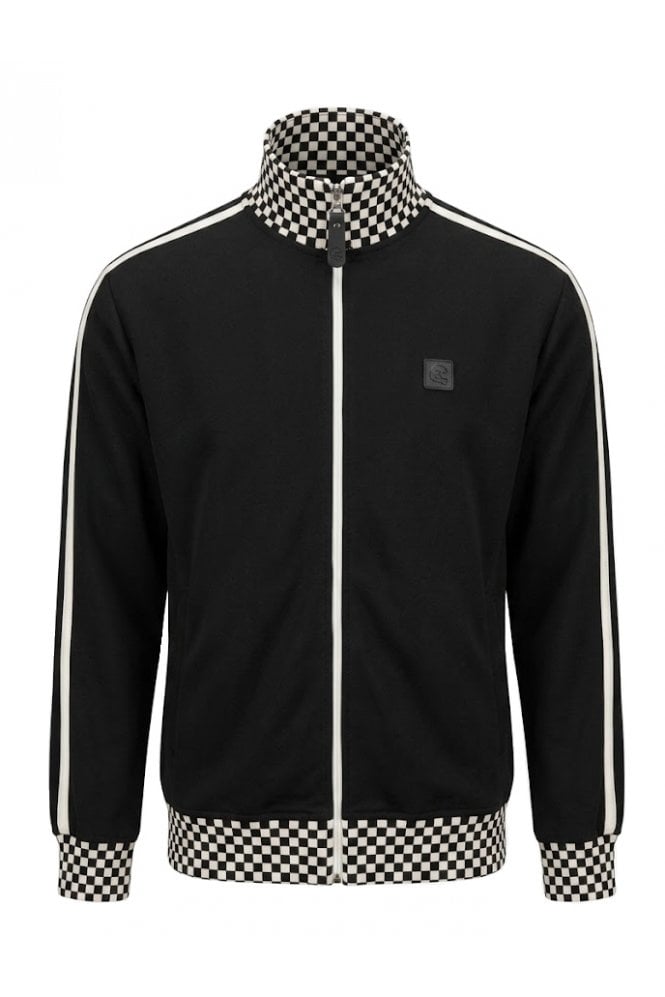 Trojan Chequerboard Rib Track Top Black