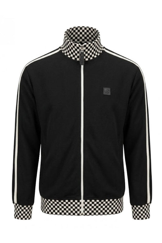 Trojan Chequerboard Rib Track Top Black