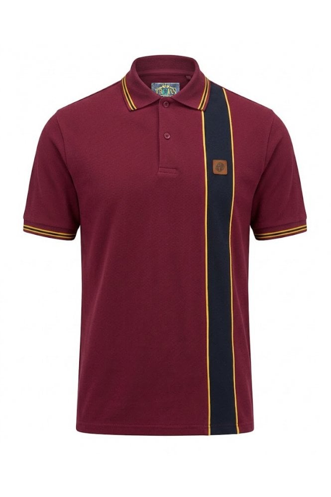 Trojan Stripe Front Pique Polo Shirt Port