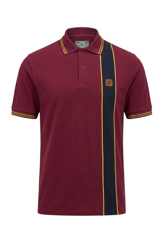 Trojan Stripe Front Pique Polo Shirt Port