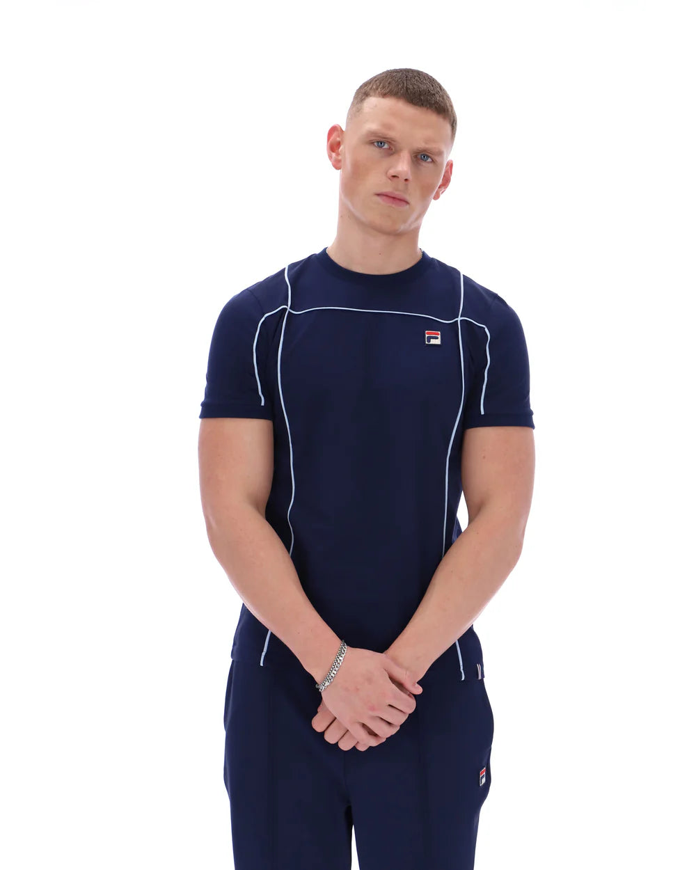 FILA Vintage Terri Contrast Piping T-Shirt Navy/Skyway