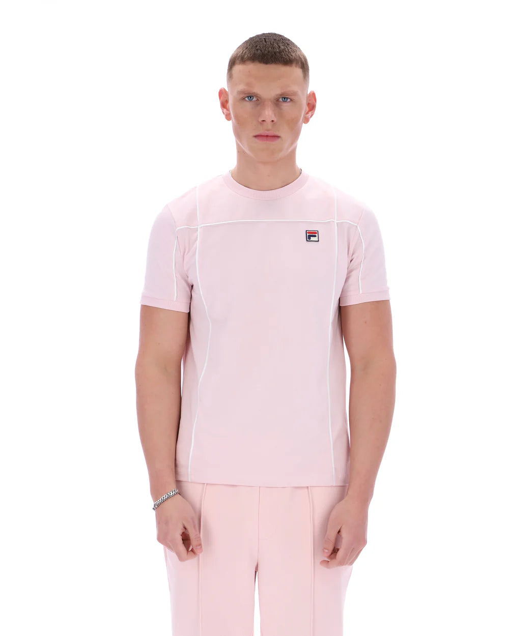 FILA Vintage Terri Contrast Piping T-Shirt Pale Lilac/White