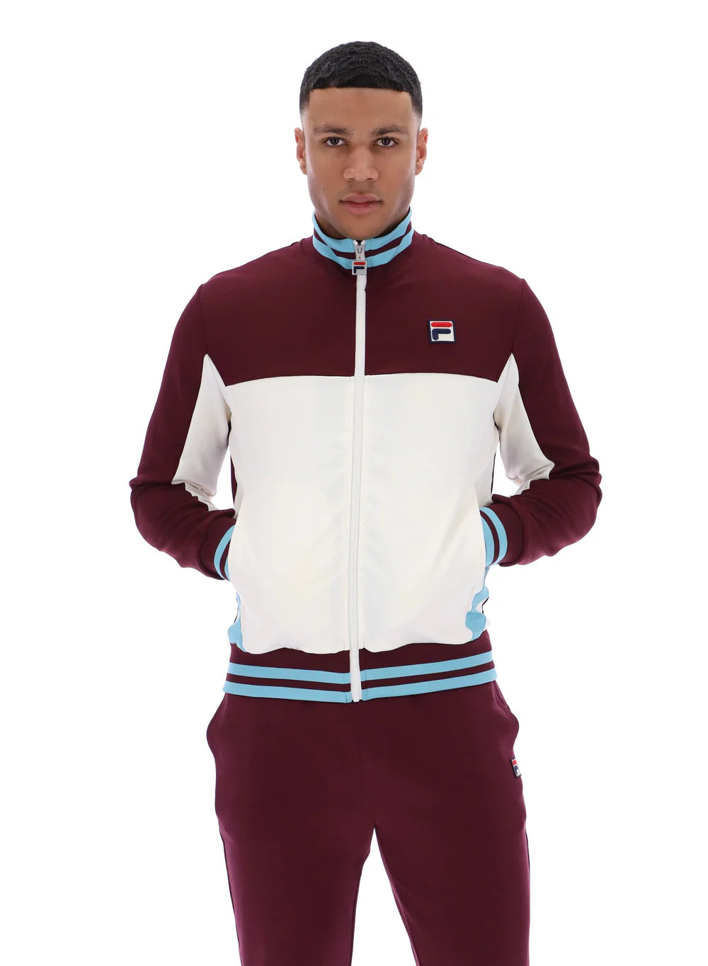 FILA Tiebreaker Funnel Neck Track Jacket Fig/Gardenia/Milky Blue