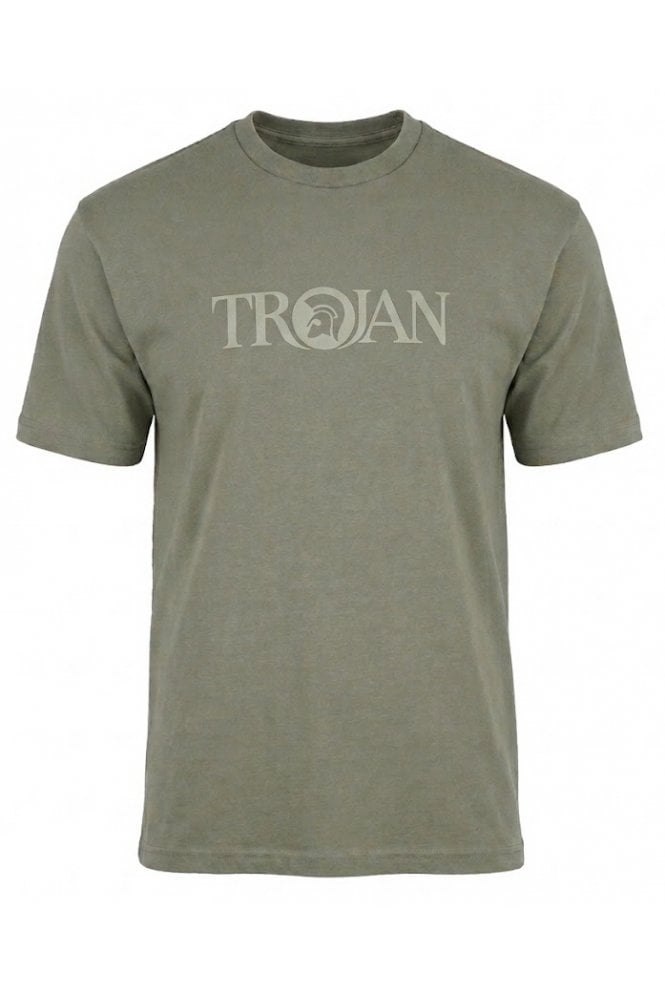 Trojan Self-Flock Print Logo T-Shirt Grey