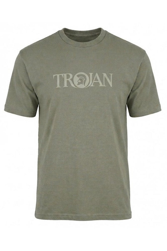 Trojan Self-Flock Print Logo T-Shirt Grey