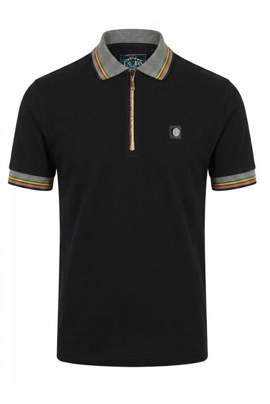 Trojan Oxford Collar Zip Pique Polo Black