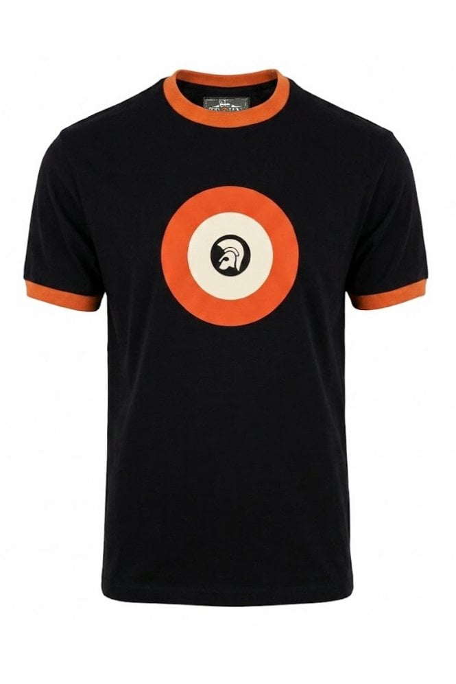 Trojan Target Logo Ringer T-Shirt Black