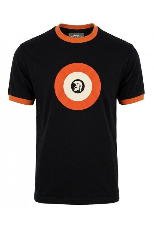 Trojan Target Logo Ringer T-Shirt Black