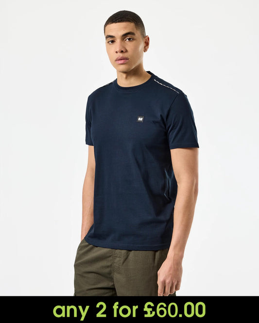 Weekend Offender Manuel Check Piping T-Shirt Navy/Mid House Check