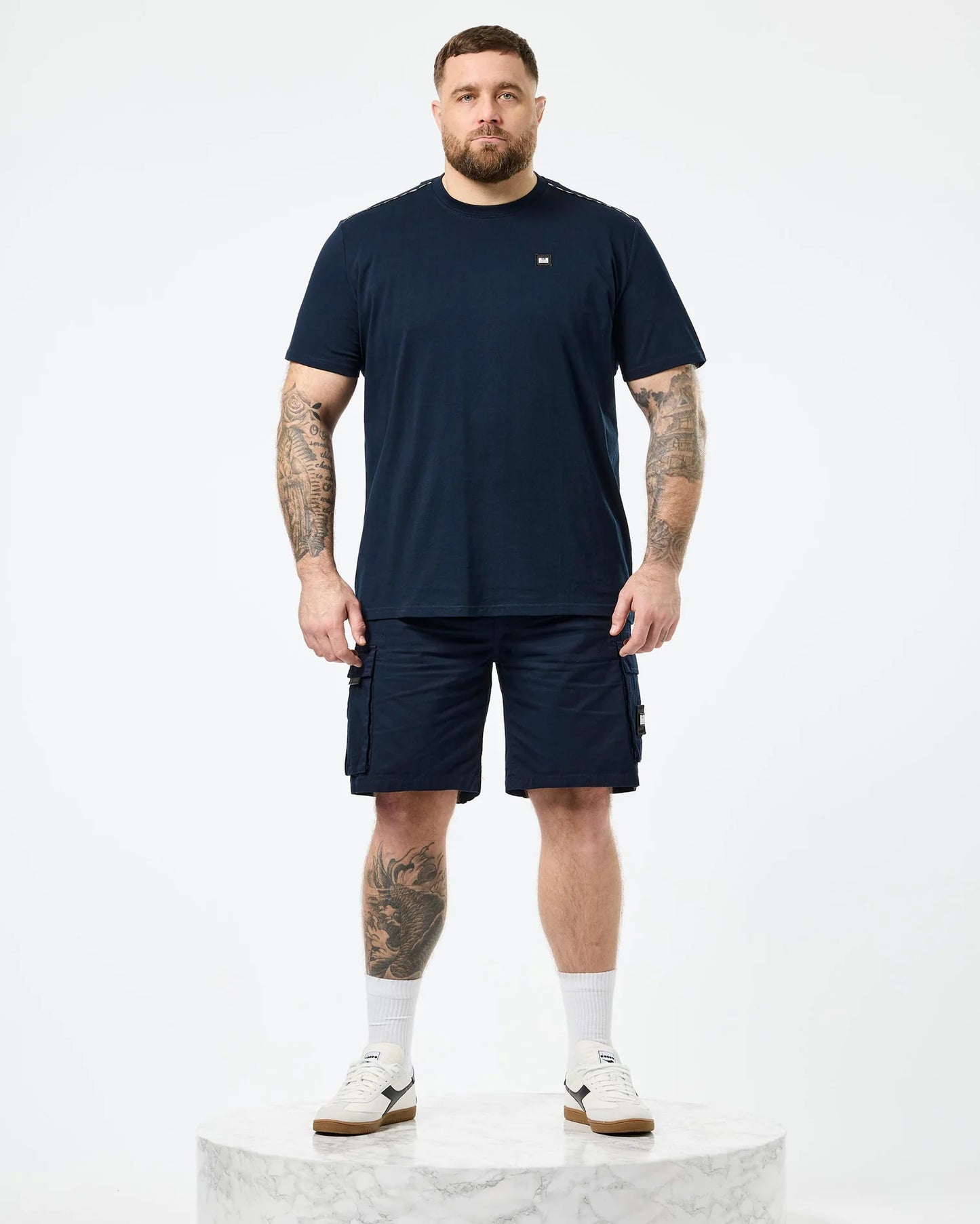 Weekend Offender Plus Size Manuel T-Shirt Navy/Mid House Check