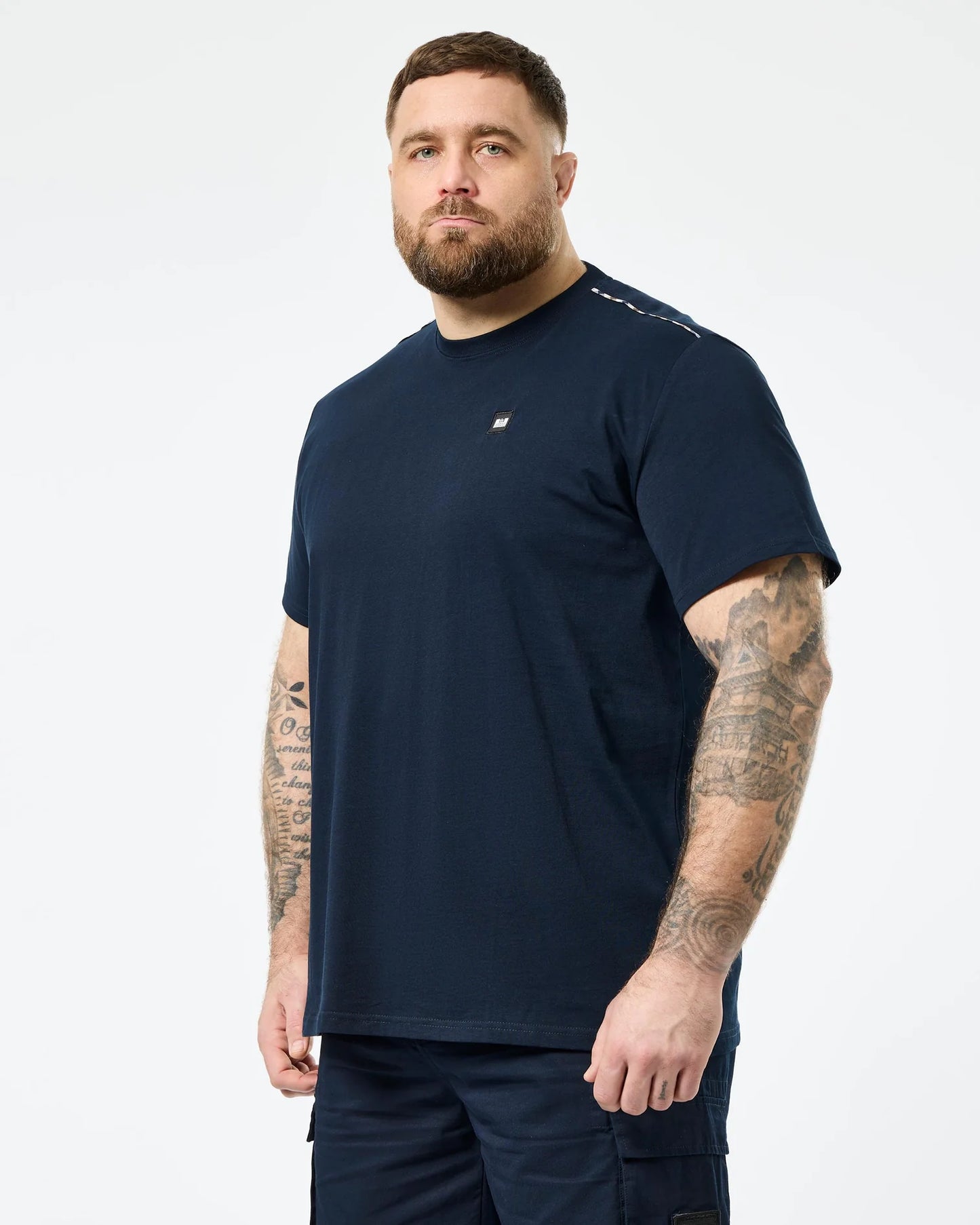 Weekend Offender Plus Size Manuel T-Shirt Navy/Mid House Check
