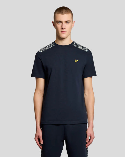 Lyle & Scott Check Panelled T-Shirt Dark Navy