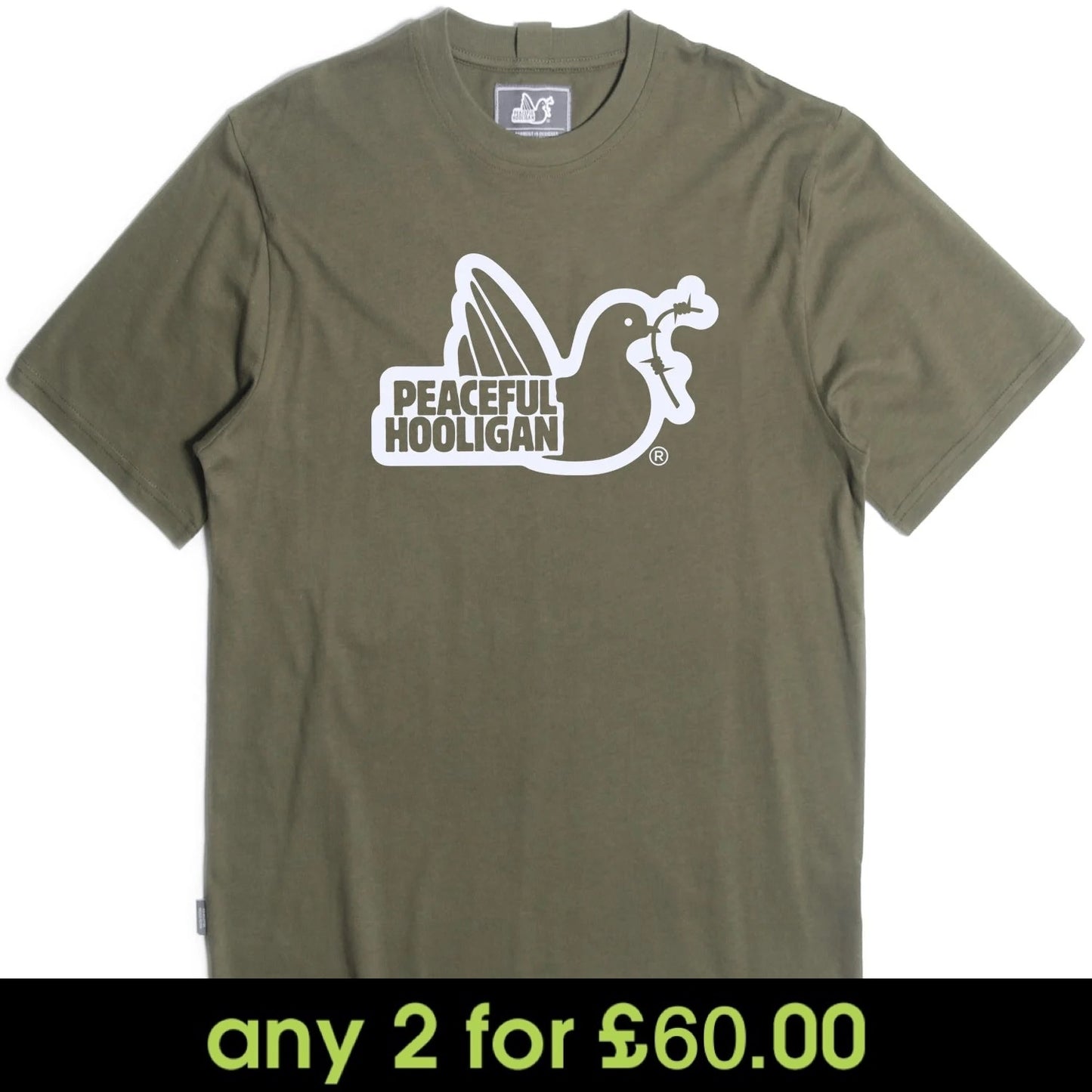 Peaceful Hooligan Outline T-Shirt Khaki