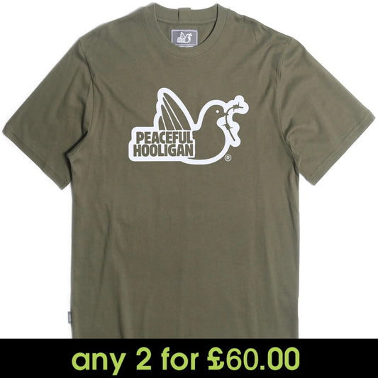 Peaceful Hooligan Outline T-Shirt Khaki