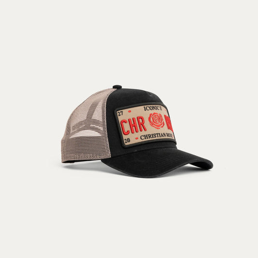 Christian Rose Washed Iconic II Trucker Cap Black