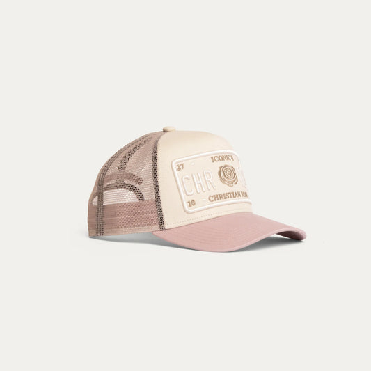 Christian Rose Iconic II Trucker Cap Off White/Pink