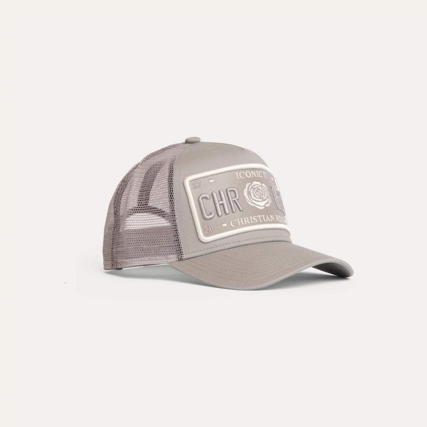 Christian Rose Vinyl Plate Trucker Cap Grey/White