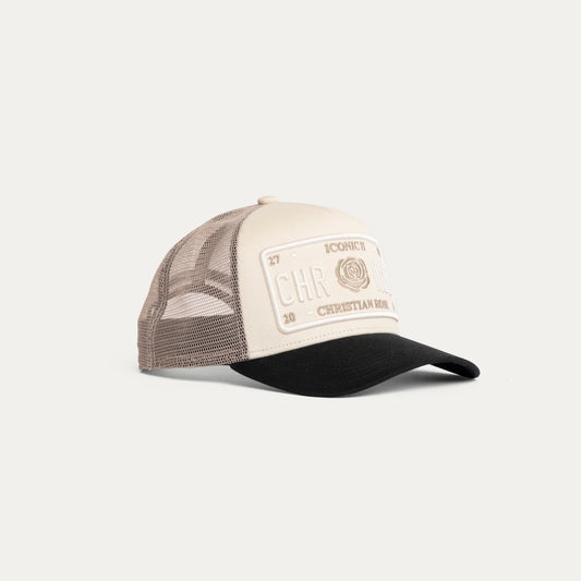 Christian Rose Iconic II Trucker Cap Off White/Black