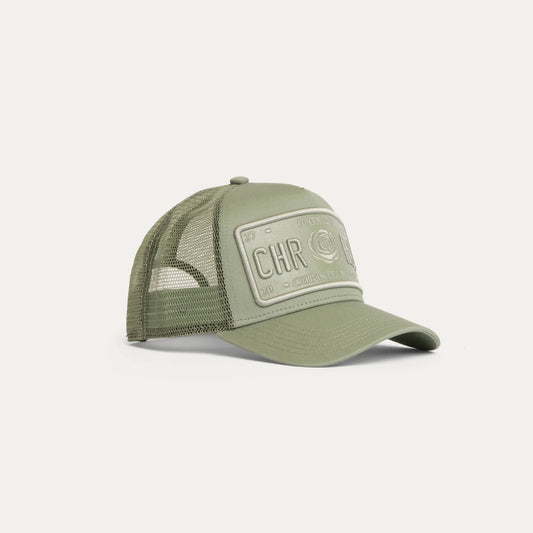 Christian Rose Vinyl Plate Trucker Cap Pistachio