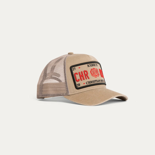 Christian Rose Washed Iconic II Trucker Cap Sand