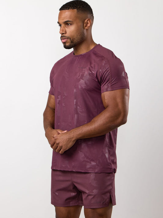Gym King Debossed Camo T-Shirt Mulberry