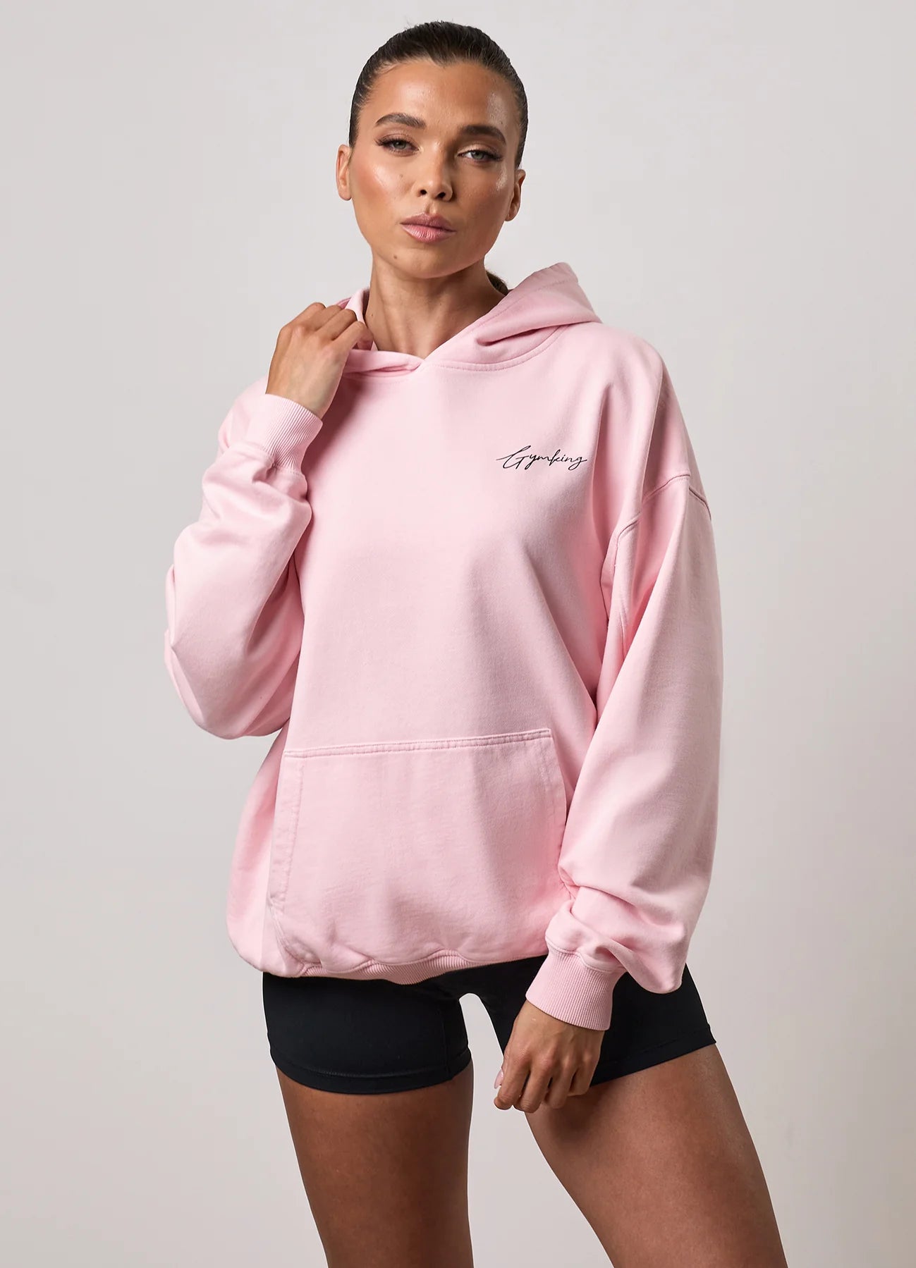 Gym King Ladies Washed Rest Oversized Hoodie Pale Mauve
