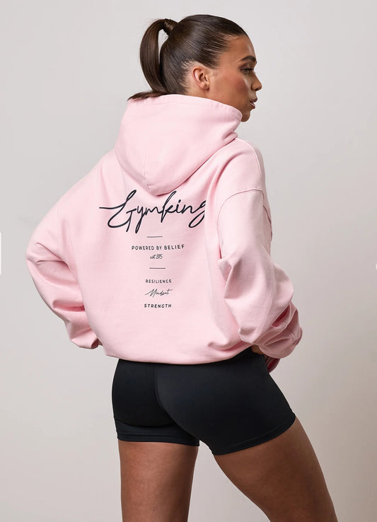 Gym King Ladies Washed Rest Oversized Hoodie Pale Mauve