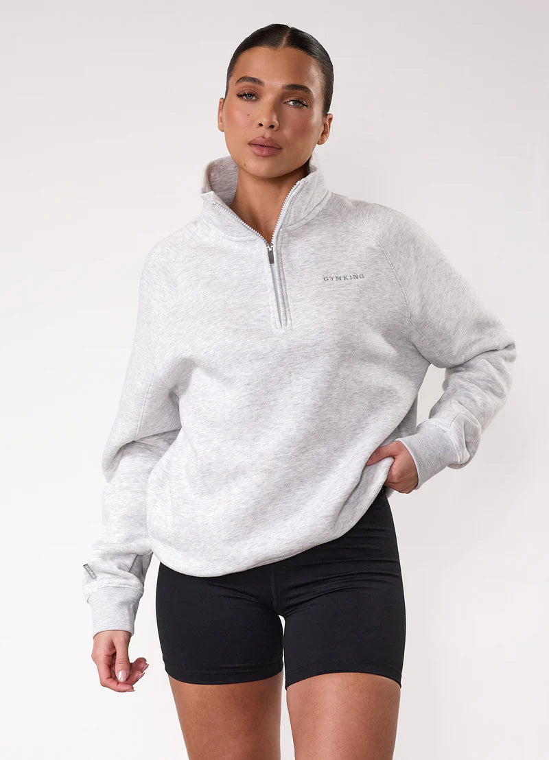 Gym King Ladies 365 Raglan Sleeve Funnel Snow Marl