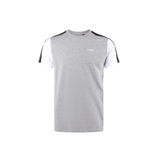 Luke 1977 Wistmans Colour Block T-Shirt Mid Grey Marl